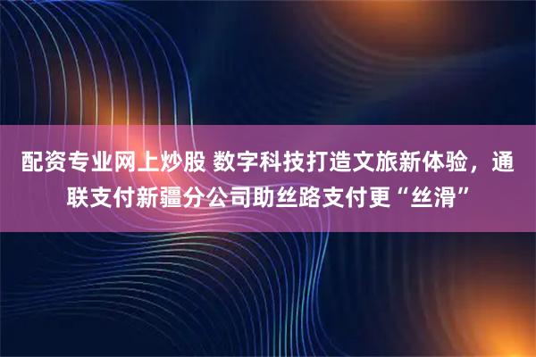配资专业网上炒股 数字科技打造文旅新体验，通联支付新疆分公司助丝路支付更“丝滑”